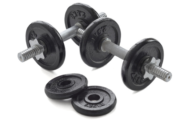 Dumbbells for weightlifting sessions. - Photo, image