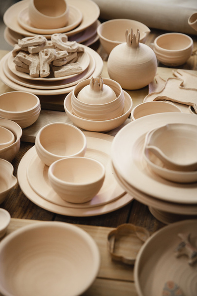 Roasted ceramic products without glaze closeup - Photo, Image