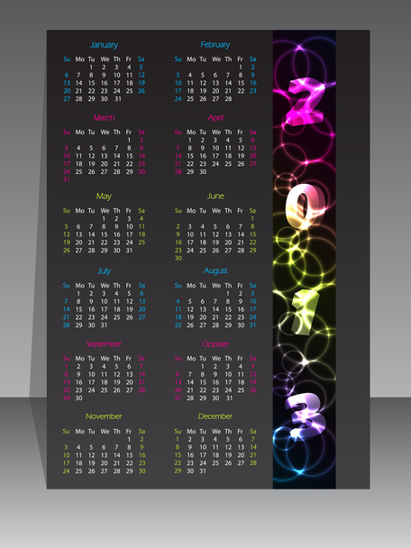 kleurrijke 2013 plasma kalender - Vector, afbeelding