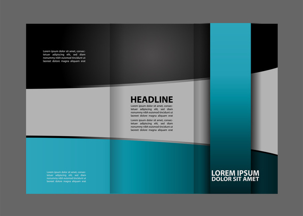 brochure design template vector tri-fold geometric abstract blue color - Vector, Image