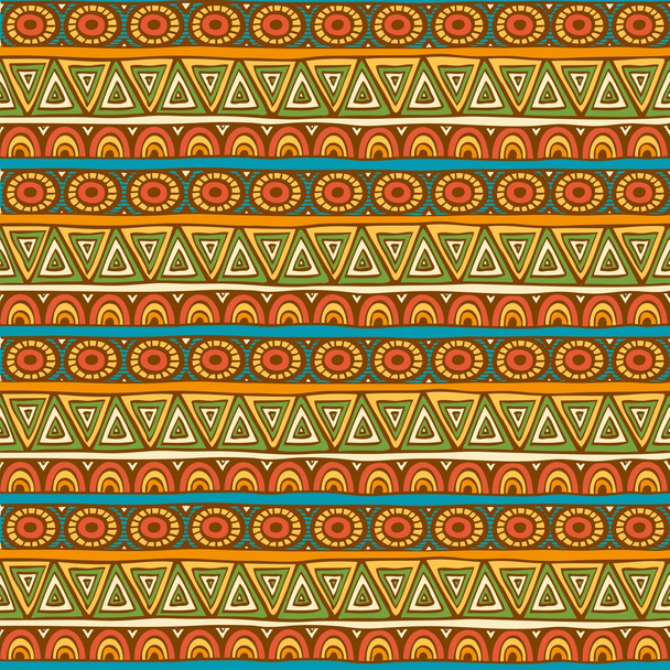 Seamless red, orange and green color ornament from geometric ele - Vector, Image