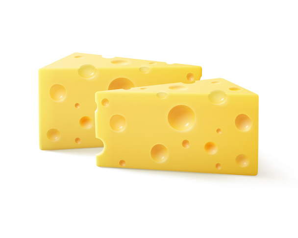 Vector Triangular Pieces of Swiss Cheese Close up - Vetor, Imagem