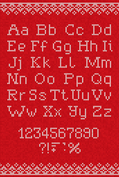 Handmade knitted abstract background pattern with alphabet, uppe - Vector, Imagen