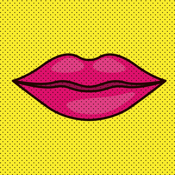 lips female pop art isolated icon - Vector, Image