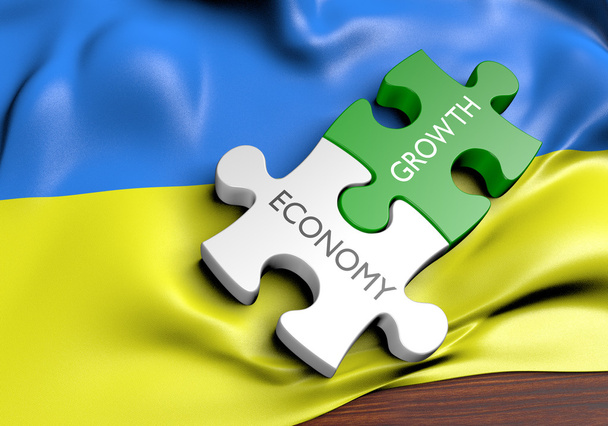Ukrajna gazdaság és a pénzügyi piaci növekedés koncepciója, 3D renderelés - Fotó, kép