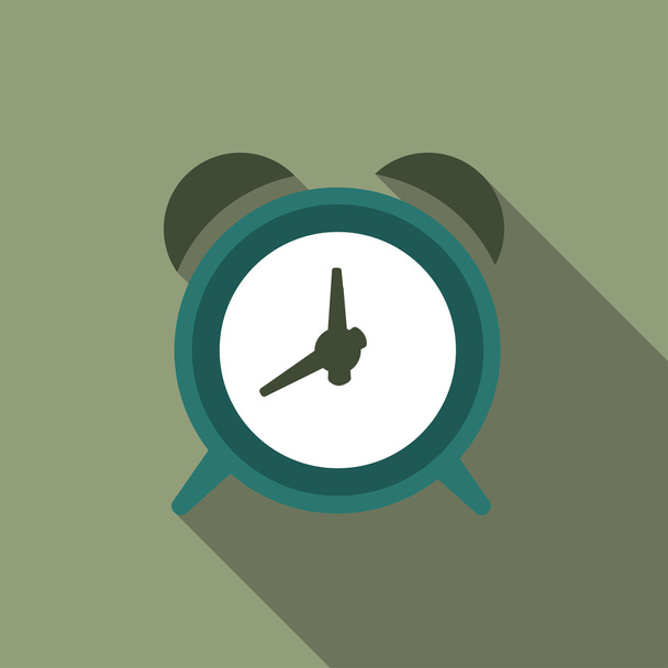 Icono del reloj despertador con sombra larga en un diseño plano
 - Vector, imagen