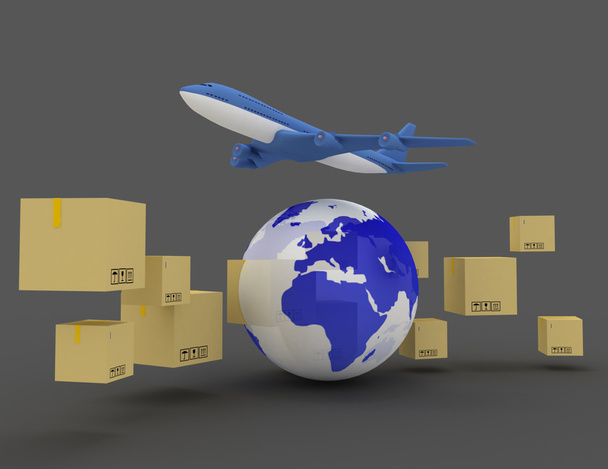 Concepto internacional de entrega de paquetes. concepto 3d
 - Foto, Imagen