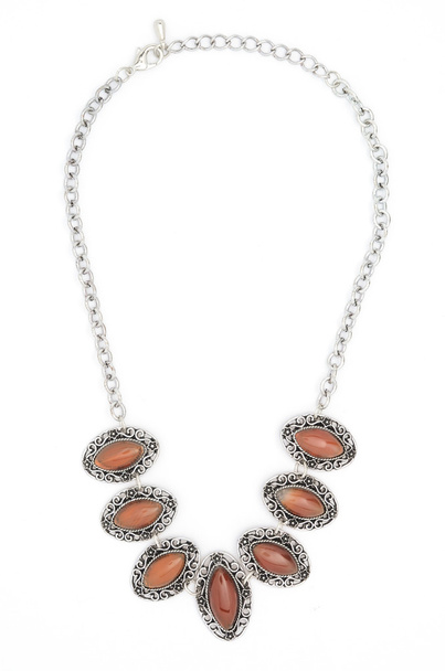 aventurine necklace with isolated on white - Photo, Image