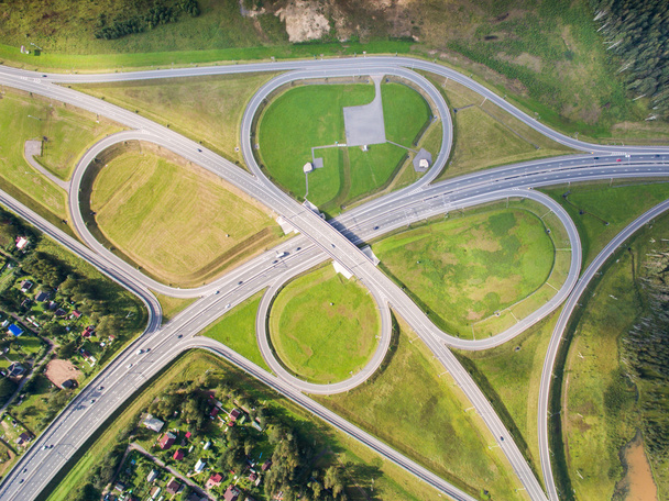 road junction in the countryside aerial view  in the form of butterfly - Zdjęcie, obraz