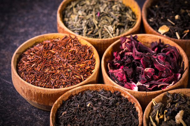 assortment of dry tea. healthy food concept - Foto, afbeelding