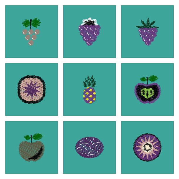Coleção de ícones vetoriais e ilustração deliciosos frutos
 - Vetor, Imagem