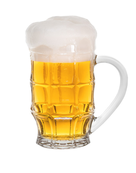 Glass of cold beer on a white background - Fotoğraf, Görsel