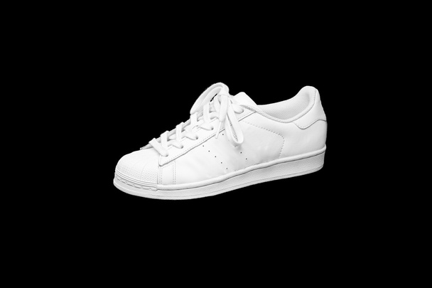 White Sneakers isolated on black background - Photo, Image