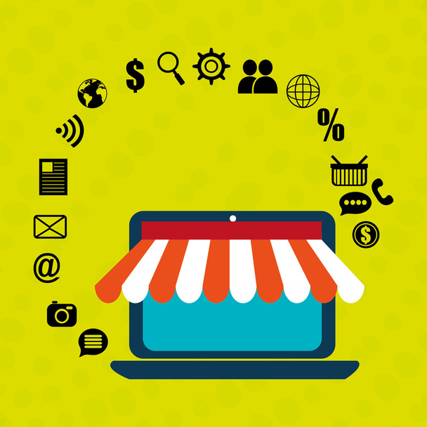 laptop e-commerce store buy - Vector, Image