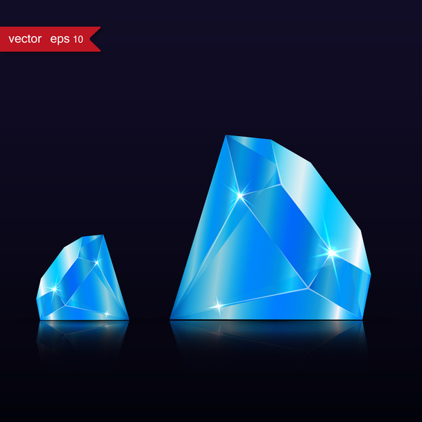 Diamond isolated on dark background, blue color - Vettoriali, immagini