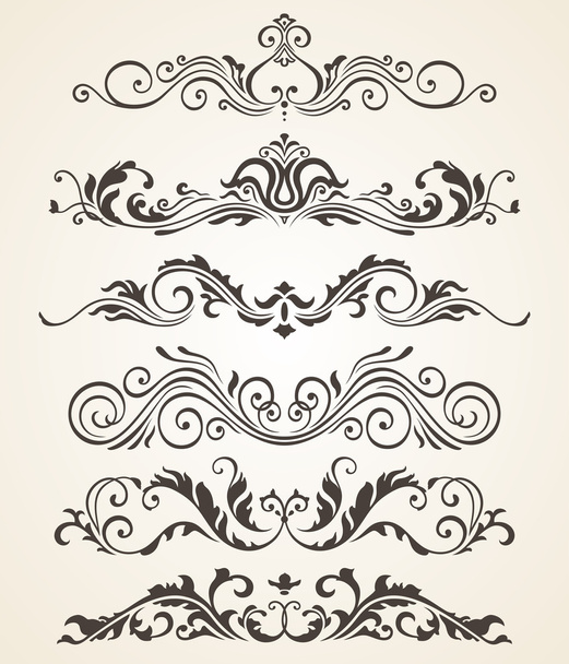 Collection of vintage style flourishes elements for design. Vector set - Vector, Imagen