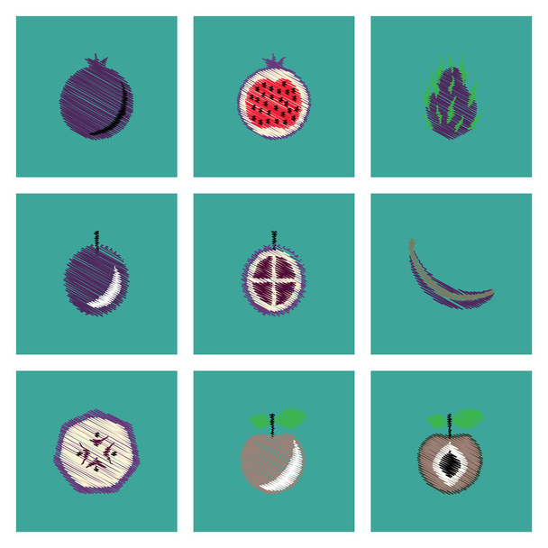 Colección de iconos vectoriales e ilustración deliciosas frutas
 - Vector, imagen