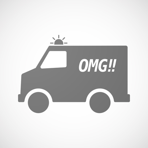 Geïsoleerde ambulance icoon met de tekst Omg!! - Vector, afbeelding