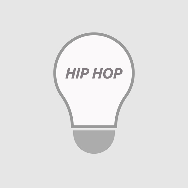 Elszigetelt line art villanykörteikont Hip Hop szöveggel - Vektor, kép