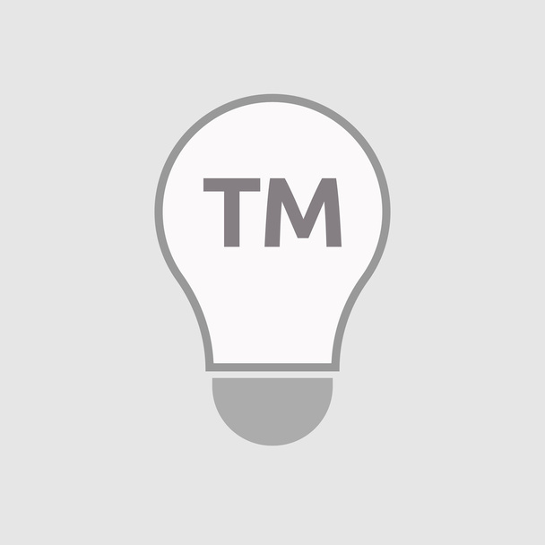 Icono de bombilla de arte de línea aislada con el texto TM
 - Vector, Imagen