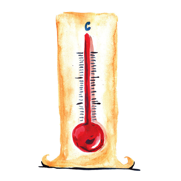 Watercolor image of thermometer - Photo, Image