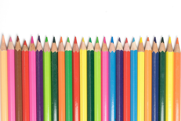 Colored pencils and white background - Photo, Image