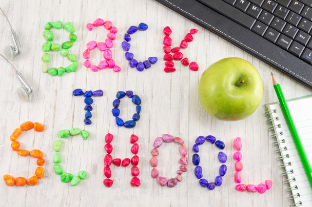 Back to school written with colorful stones - Photo, Image
