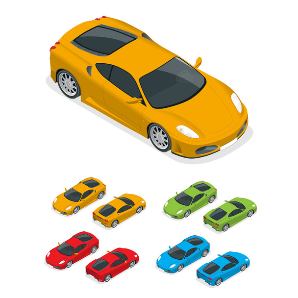Isometric Yellow sports car - Vector, Image
