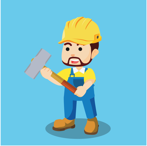 constructor sosteniendo martillo ilustración diseño
 - Vector, imagen