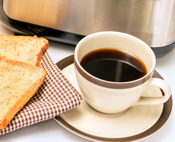 Kawa i Toast wskazuje posiłku rano i Break  - Zdjęcie, obraz