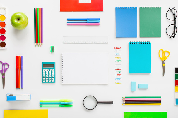 Set of school supplies on white background - Zdjęcie, obraz