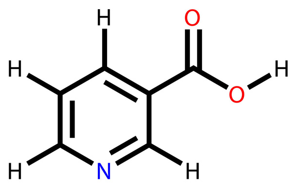 Niacin (B3- vagy Pp-vitamin) szerkezeti képlet - Vektor, kép
