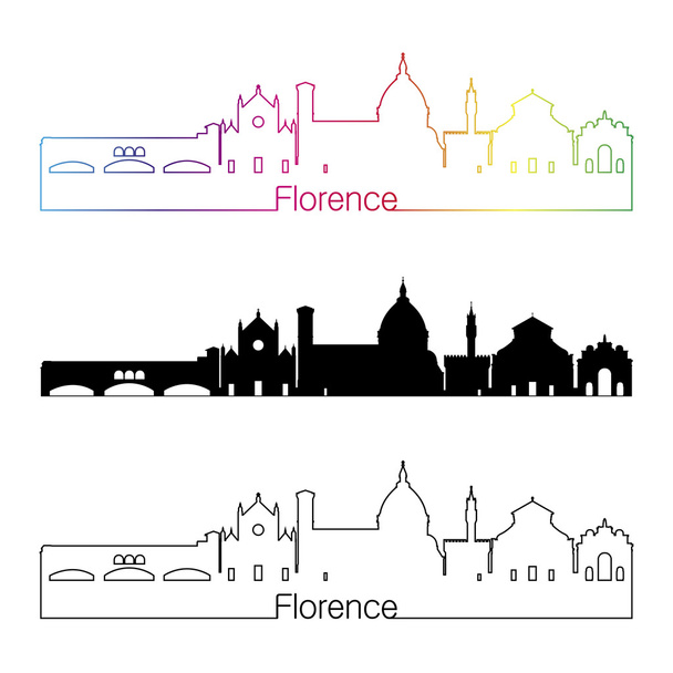 Estilo lineal del skyline de Florencia V2 con arco iris
 - Vector, imagen