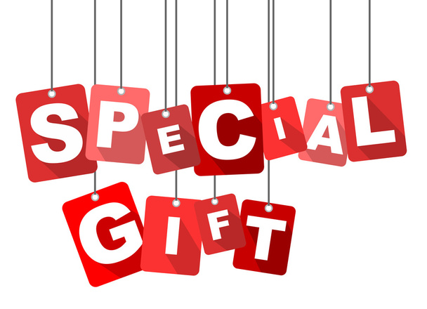 spezielles Geschenk, roter Vektor spezielles Geschenk, flacher Vektor spezielles Geschenk, Hintergrund spezielles Geschenk - Vektor, Bild