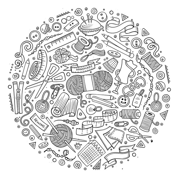 Zestaw Hand Made kreskówka doodle obiekty, symbole i elementów - Wektor, obraz