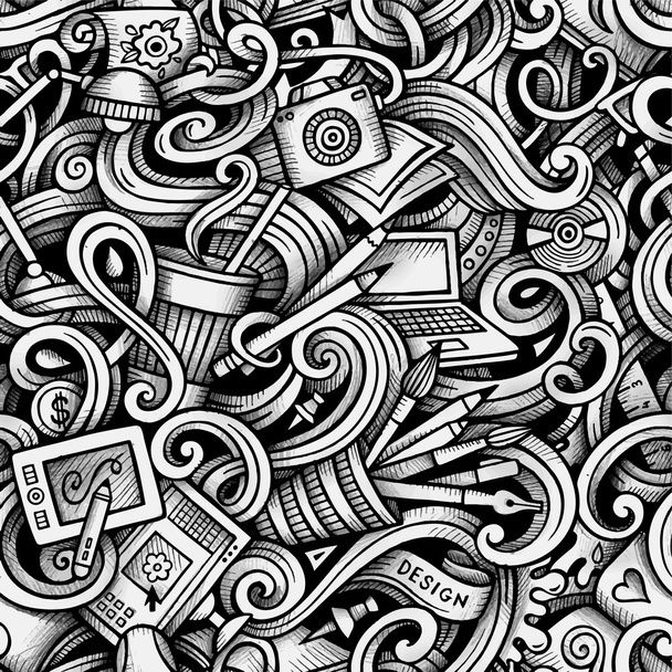 Мультфільм мальовані каракулі Дизайн і мистецтво безшовний візерунок
 - Вектор, зображення