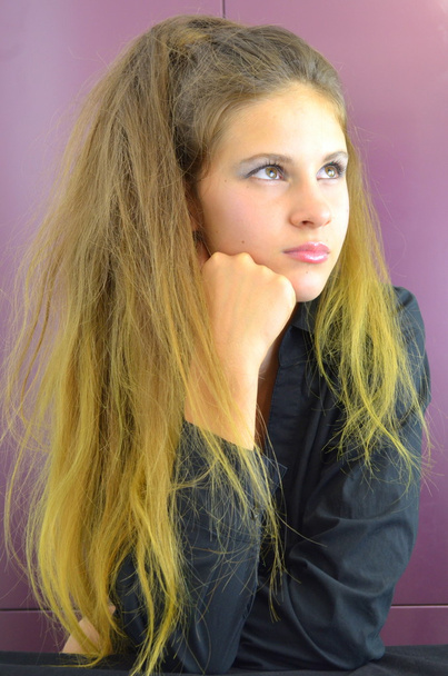 Dívka s dlouhým ocasem, namaloval Ombre vlasy - Fotografie, Obrázek