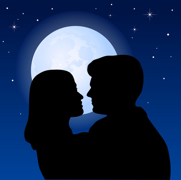 Couple and the moon - Vector, afbeelding