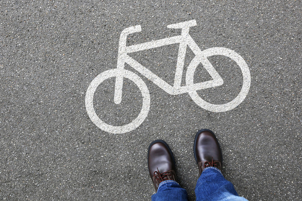 Man people bike lane path way bicycle traffic - Foto, Bild
