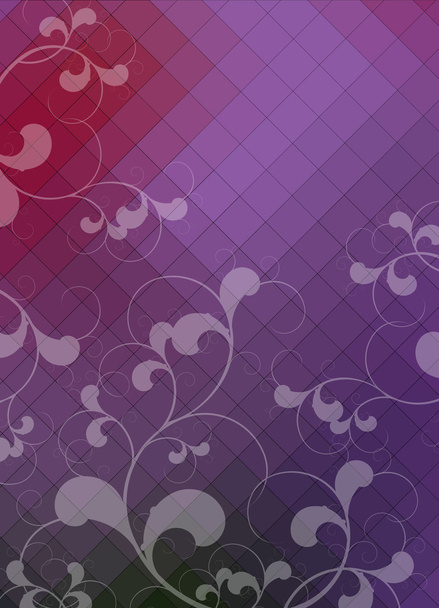 Фиолетовый абстрактный фон с цветочными элементами - векторная иллюстрация
 - Вектор,изображение