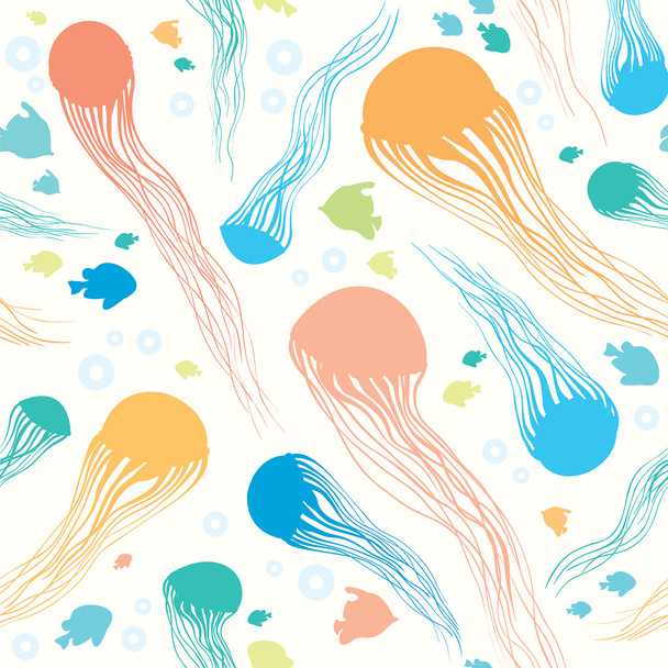 Seamless pattern with jellyfish. - Vector, Image