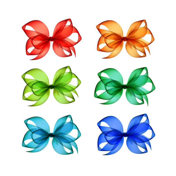 Vector Set of Colored Bright Transparent Gift Bows - Vector, Image