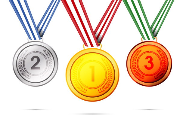 Gold, Silver or Bronze Medals for Sports concept. - Vector, Imagen