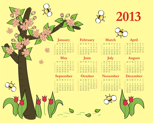 2013 年のカラフルなカレンダー - ベクター画像