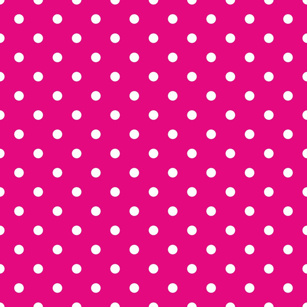 Seamless vector pattern with white polka dots on tile pastel pink background - Vector, Image