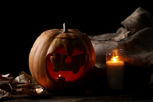 Halloween pumpkin with candle - Photo, Image