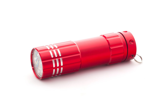 Red flashlight on white background - Photo, Image