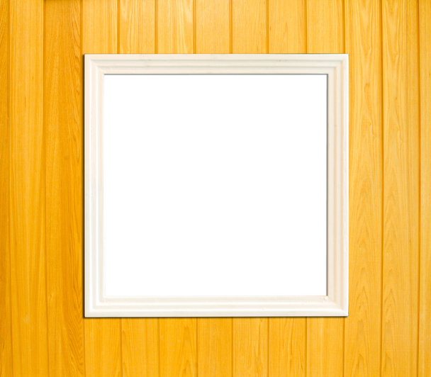 White Vintage picture frame on wood background - Photo, Image