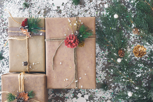 Christmas gifts wrapped with string - Valokuva, kuva