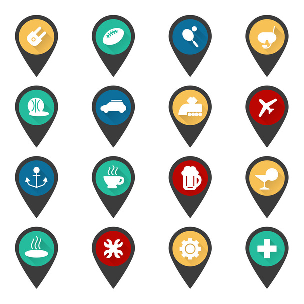 Navigation sign with flat travel icons - Vektor, Bild